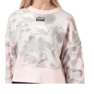 Adidas Women's Pink Camo Cropped Sweatshirt